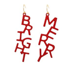 Sparkly Christmas Letters Earrings, color Red